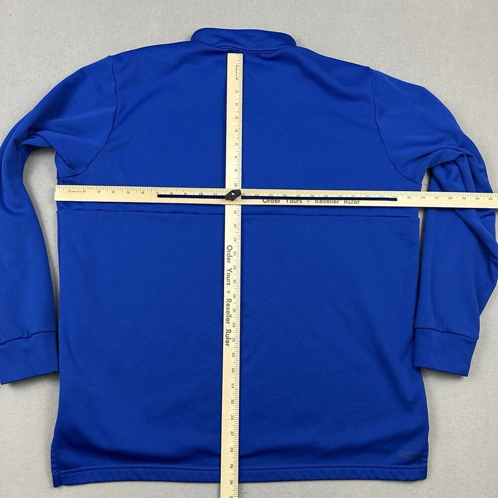 Adidas Sweater Men 2XL Blue Solid 1/4 Zip Golf Pullover Collar Golfer XXL